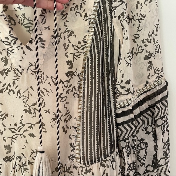 Anthropologie Cream & Black Talulah Tiered MIDI Dress - Picture 9 of 13